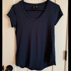 Navy Blue V Neck Tee